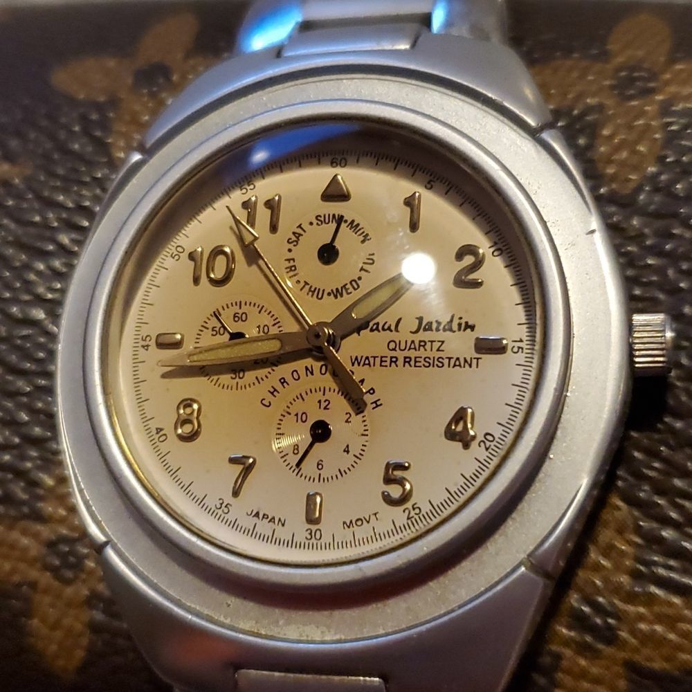 Paul Jardin Tan Face Watch‎ Men's or Women's Faux Chronograph Wristwatch
